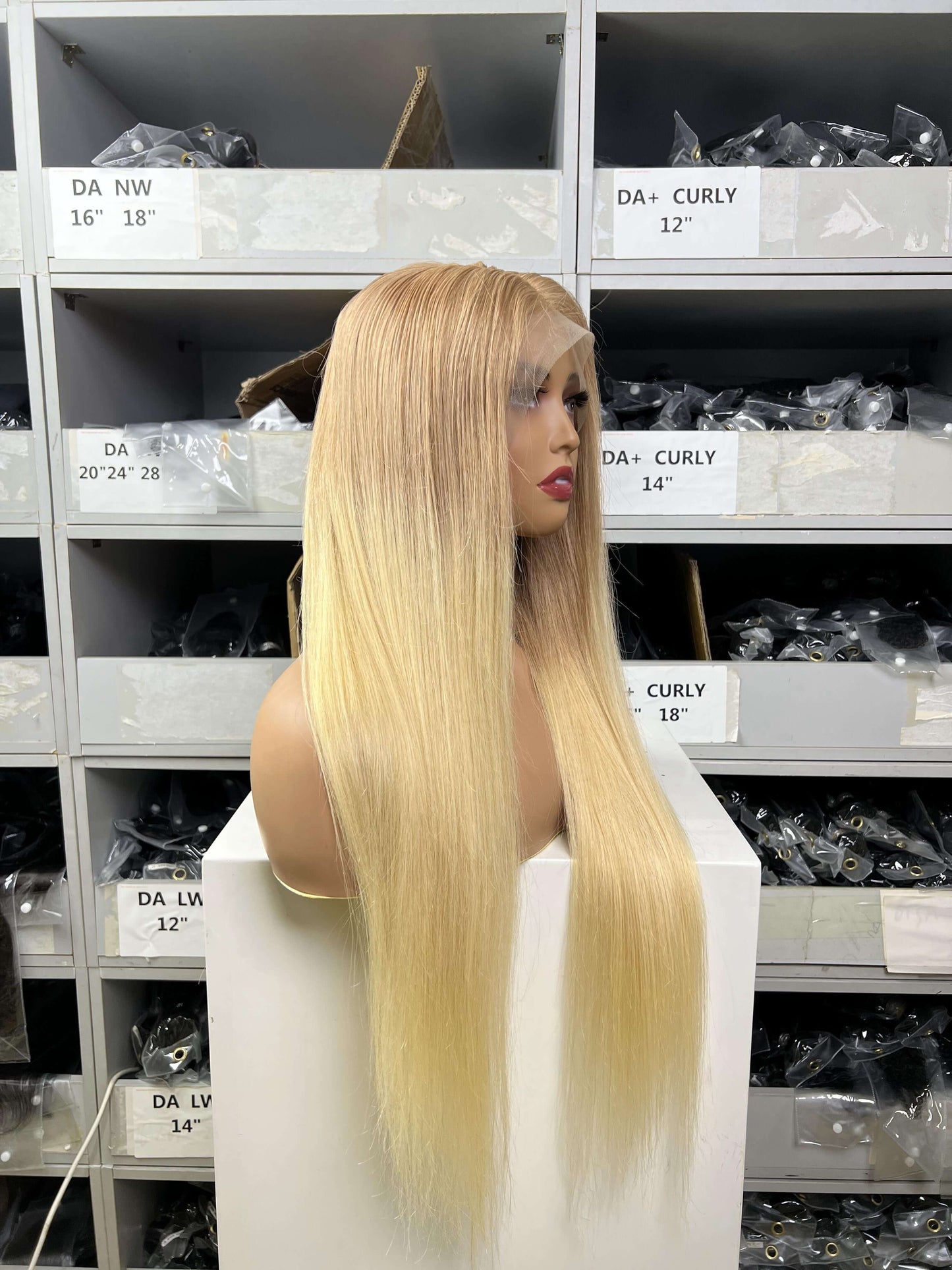 Lace Front Wig Ombre Blonde Straight Human Hair Wigs