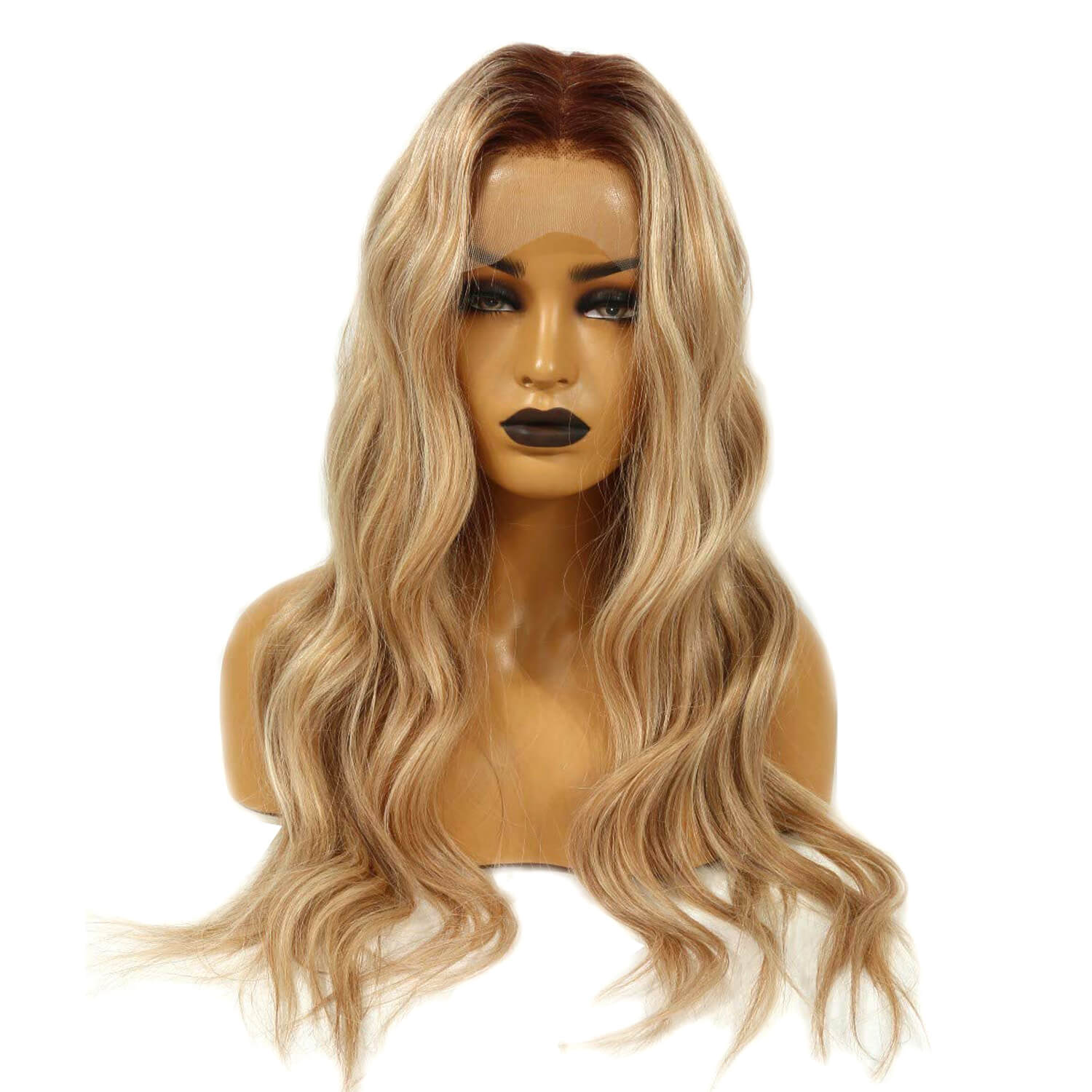 Dark root blonde hair lace front wig