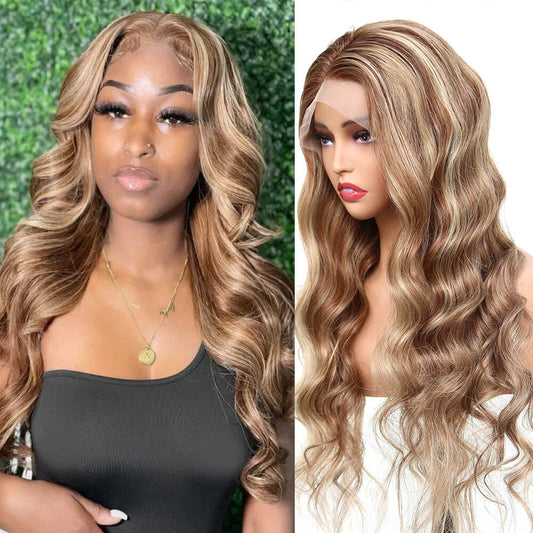 brown blonde human hair lace wig