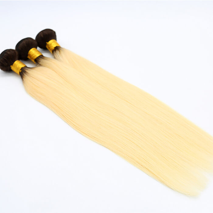 Ombre Blonde Human Hair Weaves #1B/613 Straight 1 Bundle