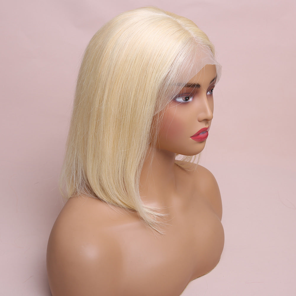 13X4 613 Blonde Bob Lace Front Human Hair Wigs Brazilian Straight Bob