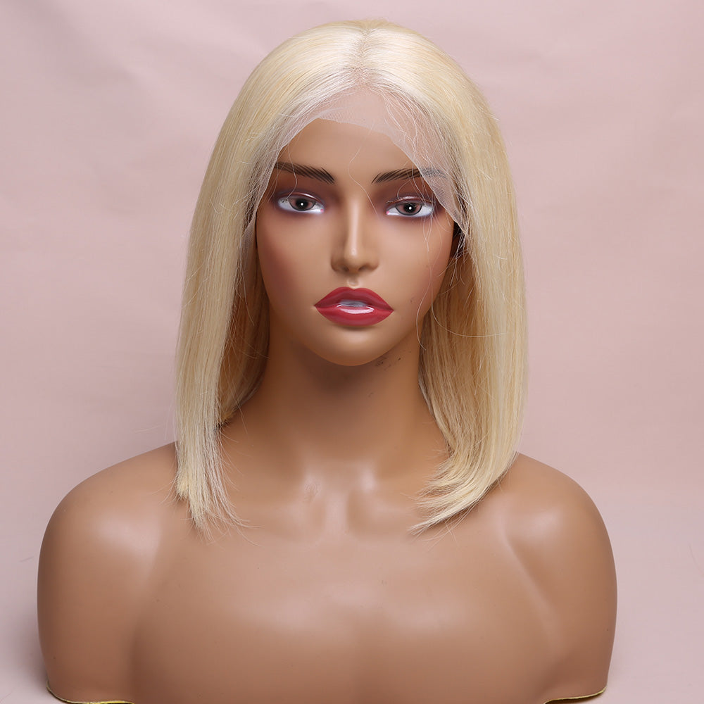 13X4 613 Blonde Bob Lace Front Human Hair Wigs Brazilian Straight Bob