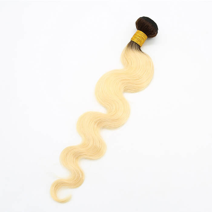 Ombre Blonde Human Hair Weaves #1B/613 Body Wave 1 Bundle