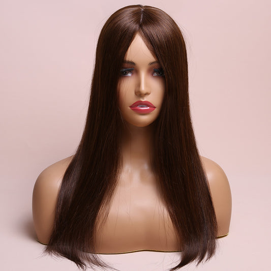 Silk Base Realistic Brown Topper Hair Human Hairpiece For Women Hair Loss