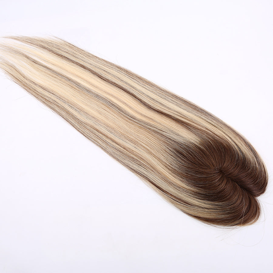 Human Hair Topper Highlight Mono Base With Pu Around For Women Hair Loss