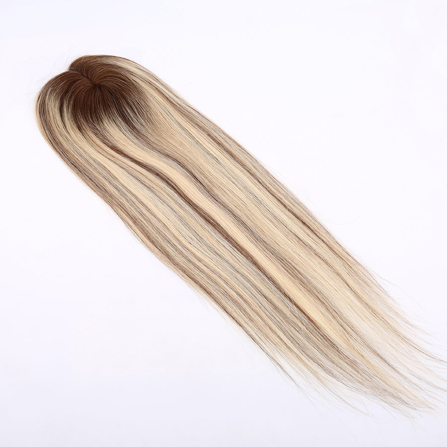 Human Hair Topper Highlight Mono Base With Pu Around For Women Hair Loss