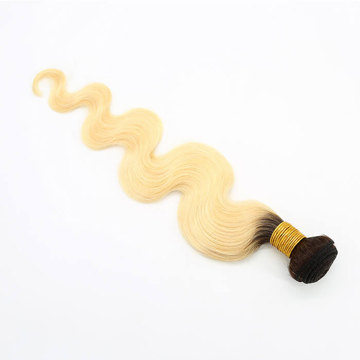 Ombre Blonde Human Hair Weaves #1B/613 Body Wave 1 Bundle
