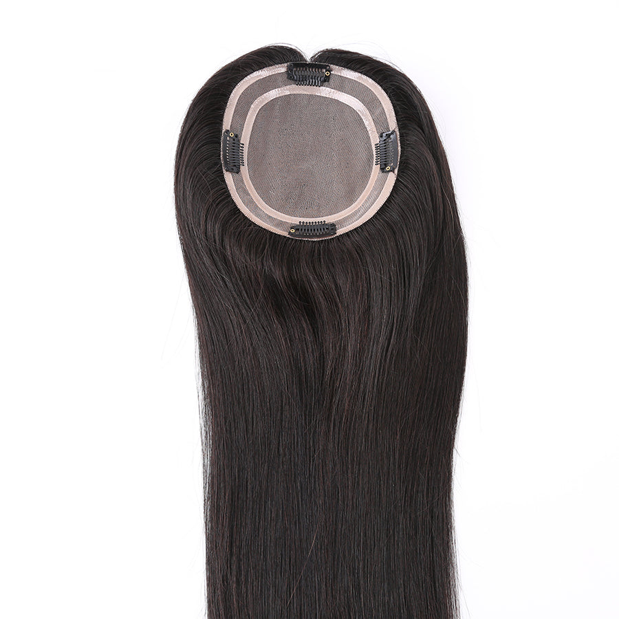Topper Hair Pieces 100% Human Hair Natural Black Mono Base