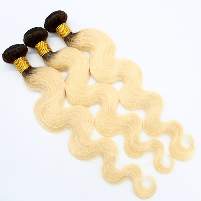 Ombre Blonde Human Hair Weaves #1B/613 Body Wave 1 Bundle