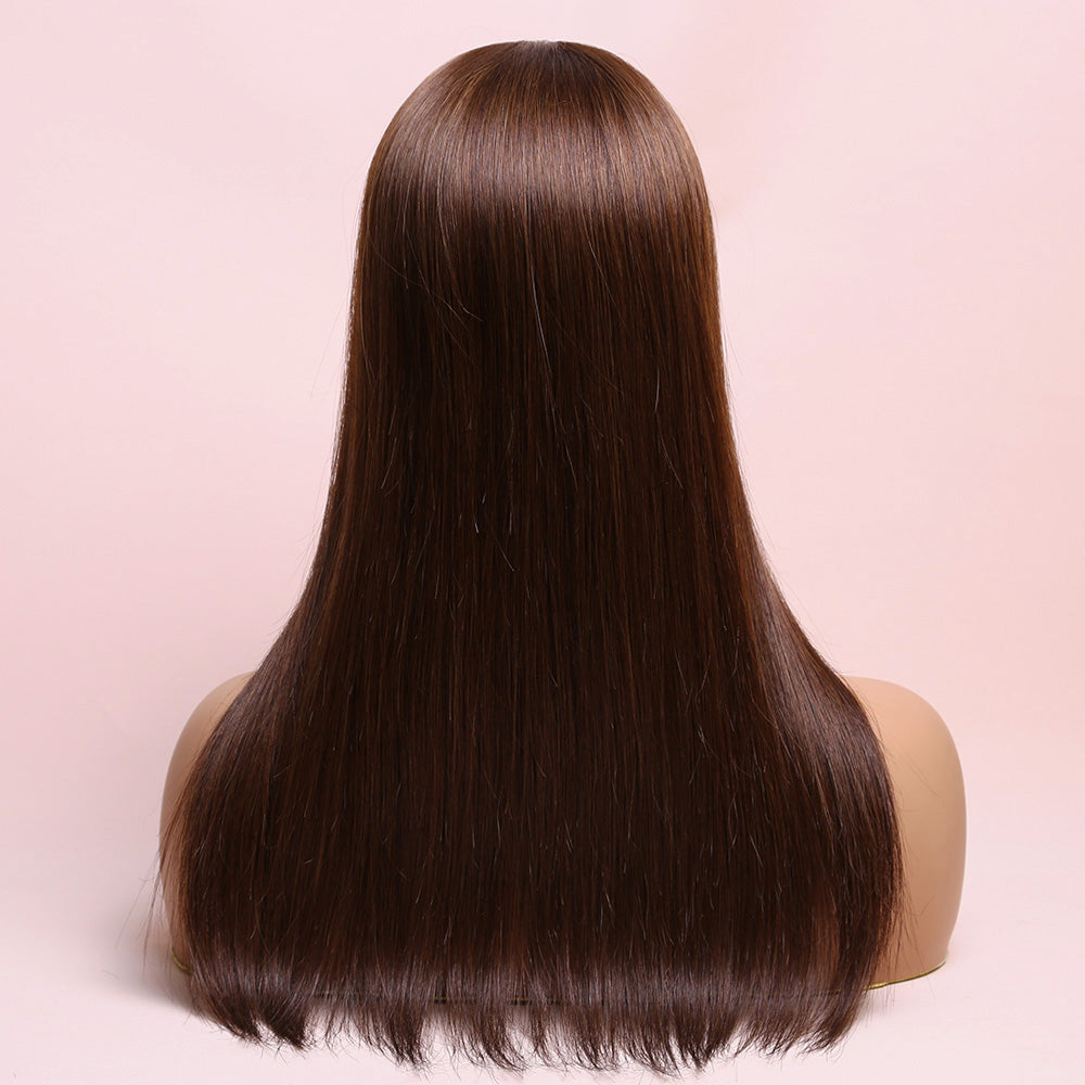 Silk Base Realistic Brown Topper Hair Human Hairpiece For Women Hair Loss
