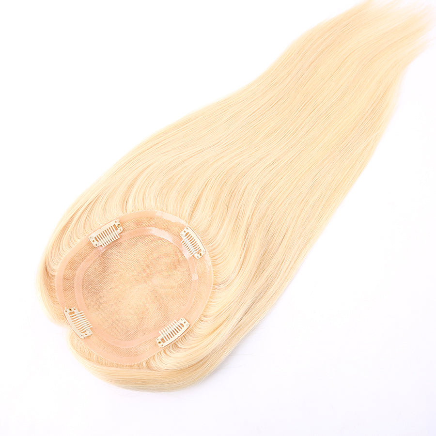 Hair Topper For Women Blonde Human Hair Pieces Mono Base With Pu Around