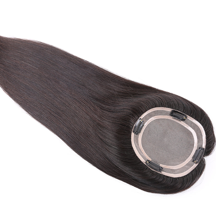 Topper Hair Pieces 100% Human Hair Natural Black Mono Base