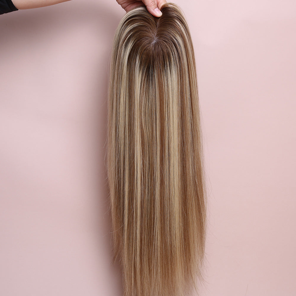 Silk Base Highlight Topper Hair Human Hairpiece For Women Hair Loss