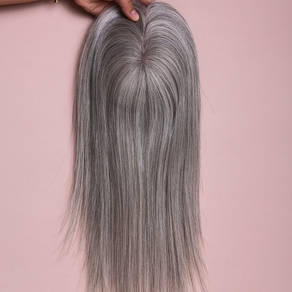 White Grey Topper Hair Human Hairpiece For Women Hair Loss