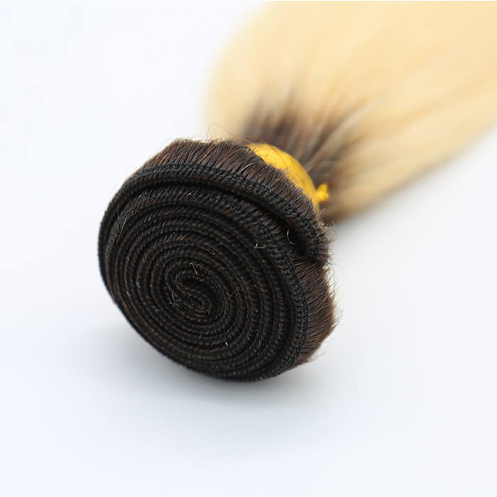 Ombre Blonde Human Hair Weaves #1B/613 Straight 1 Bundle