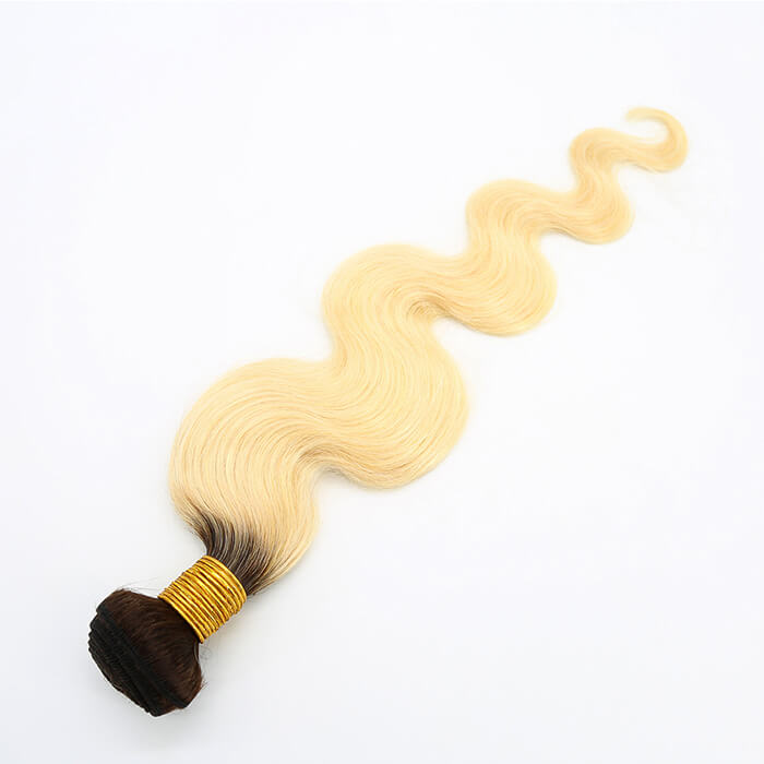 Ombre Blonde Human Hair Weaves #1B/613 Body Wave 1 Bundle