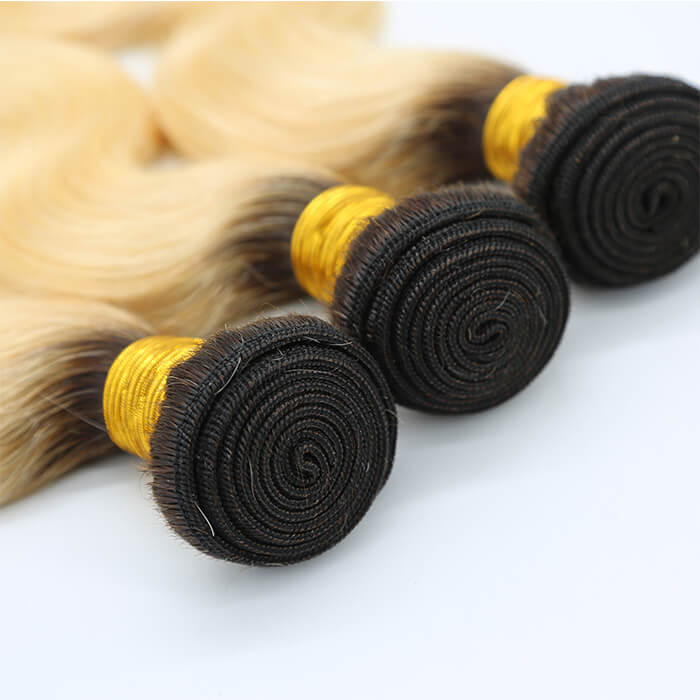 Ombre Blonde Human Hair Weaves #1B/613 Body Wave 1 Bundle