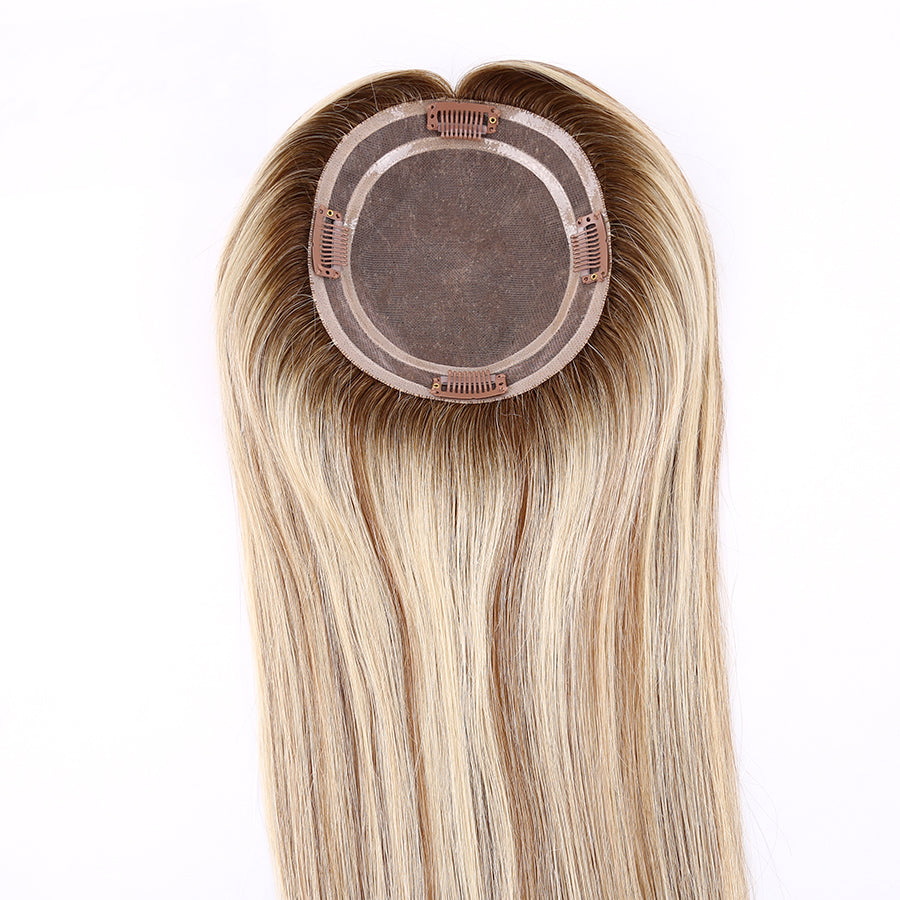 Lady's Mono Topper Human Hair Straight with Pu Around 3x5" & 5.5x6"