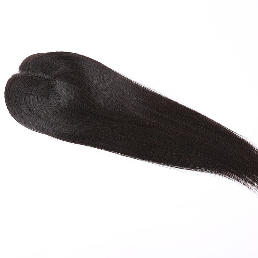 Topper Hair Pieces 100% Human Hair Natural Black Mono Base