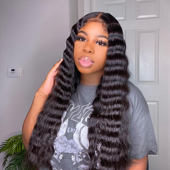 Deep Wave 100% Human Hair Full Lace Wig