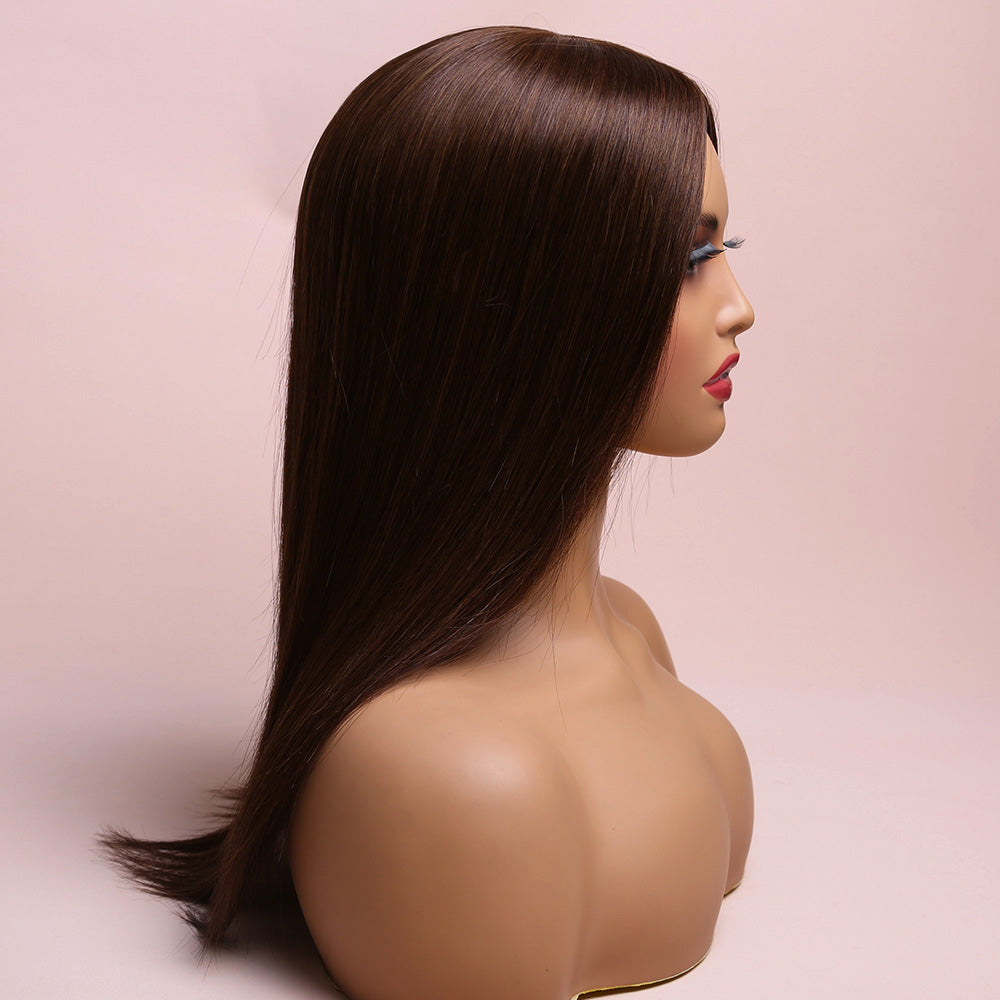 Silk Base Realistic Brown Topper Hair Human Hairpiece For Women Hair Loss