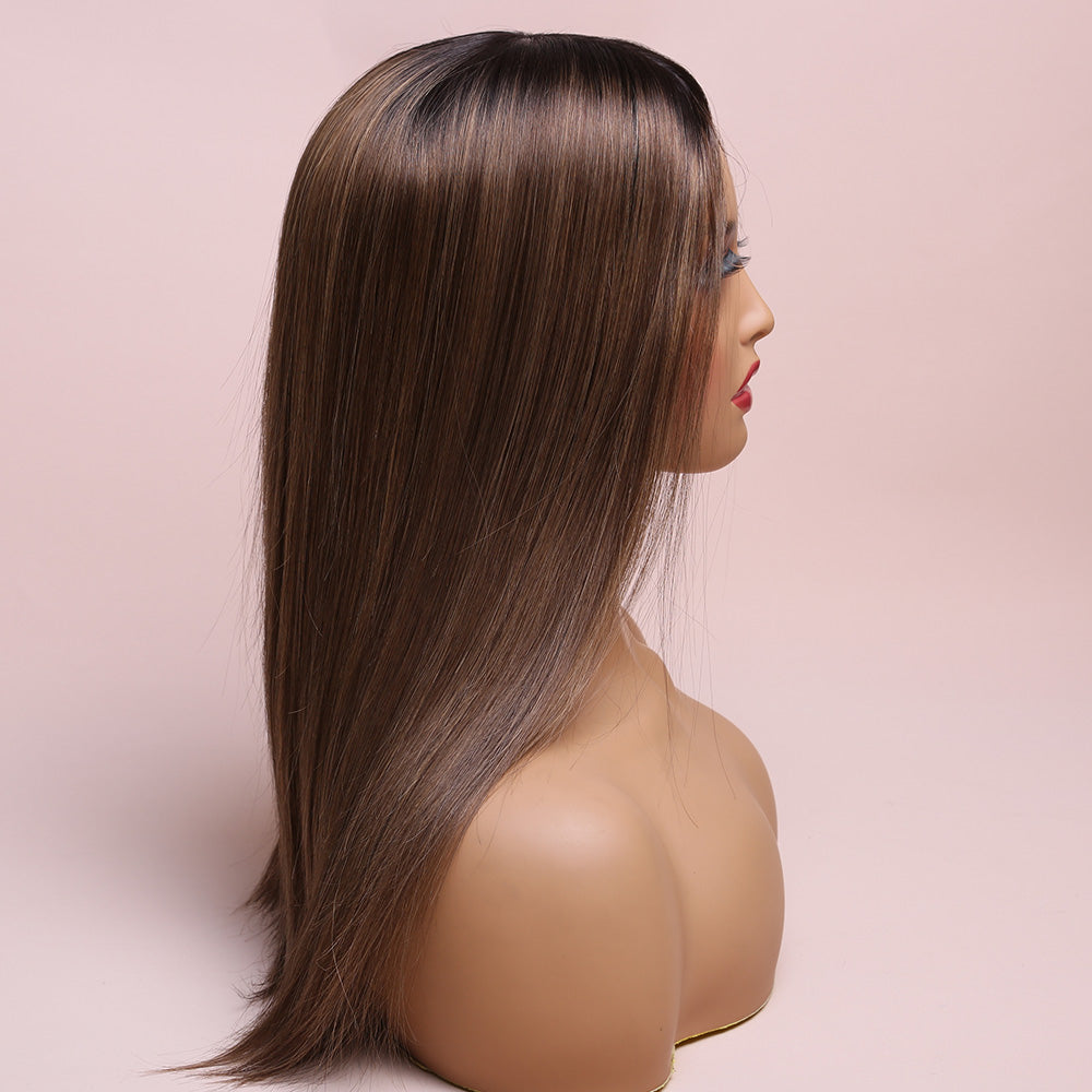 Silk Base Highlight Brown Color Topper Hair Human Hairpiece For Women Hair Loss