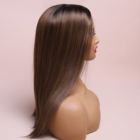 Silk Base Highlight Brown Color Topper Hair Human Hairpiece For Women Hair Loss