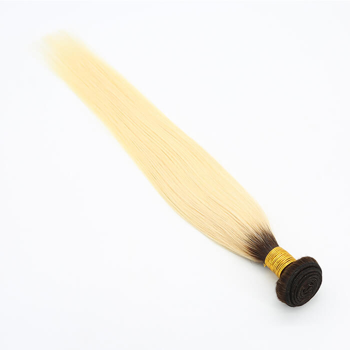 Ombre Blonde Human Hair Weaves #1B/613 Straight 1 Bundle