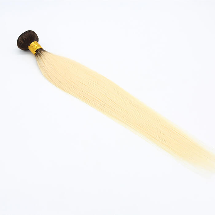 Ombre Blonde Human Hair Weaves #1B/613 Straight 1 Bundle
