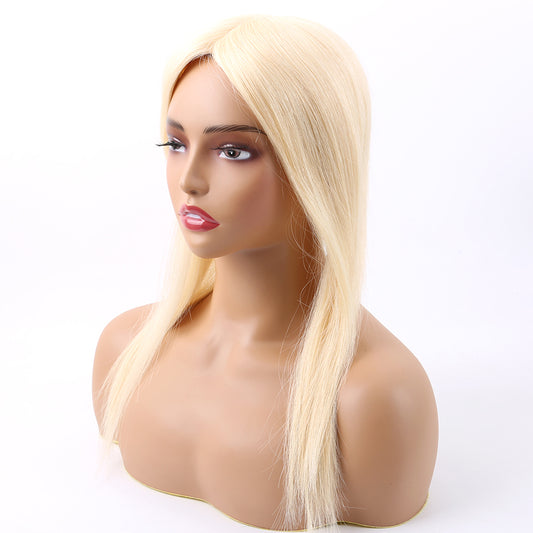 Hair Topper For Women Blonde Human Hair Pieces Mono Base With Pu Around