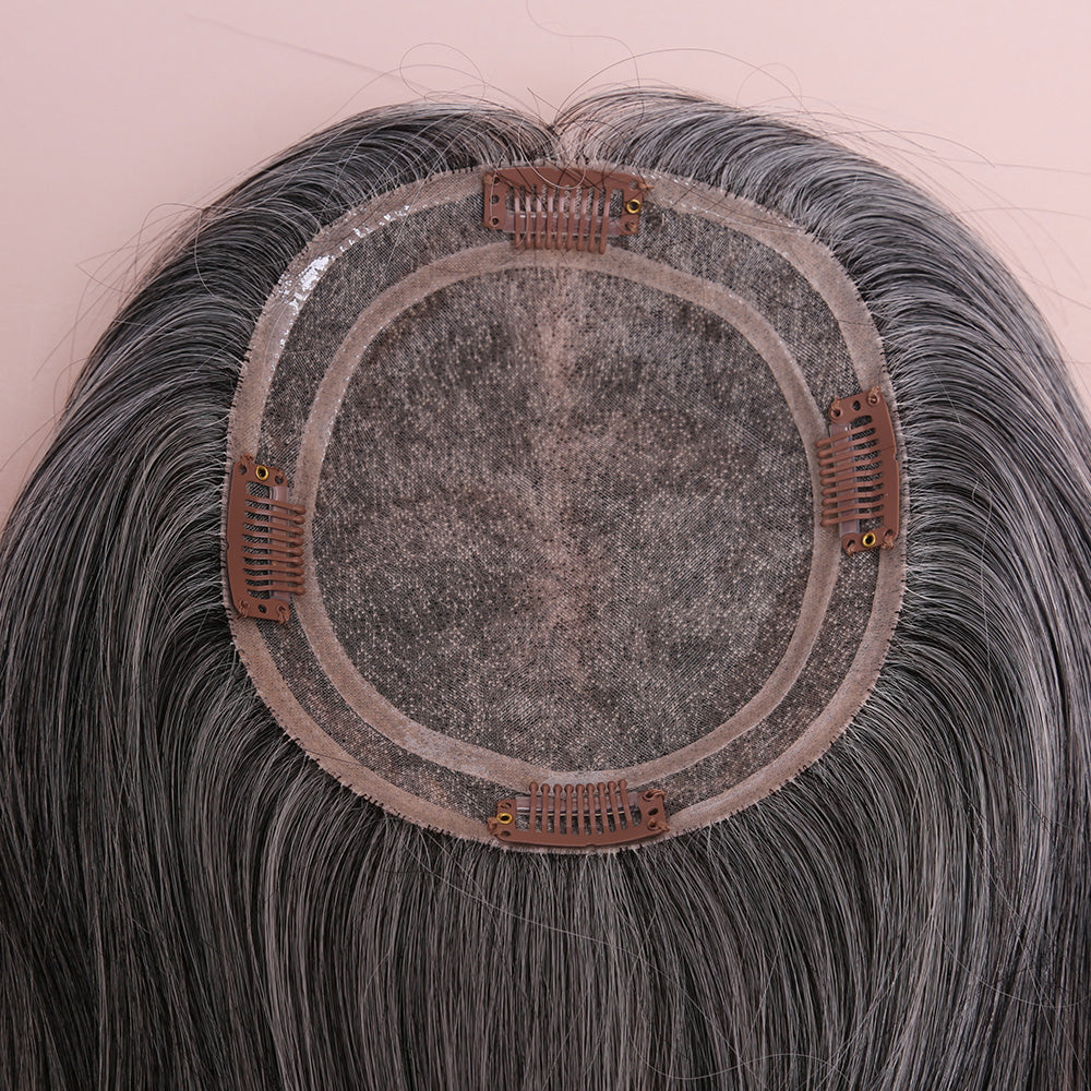 Grey Topper Hair Human Hairpiece For Women Hair Loss
