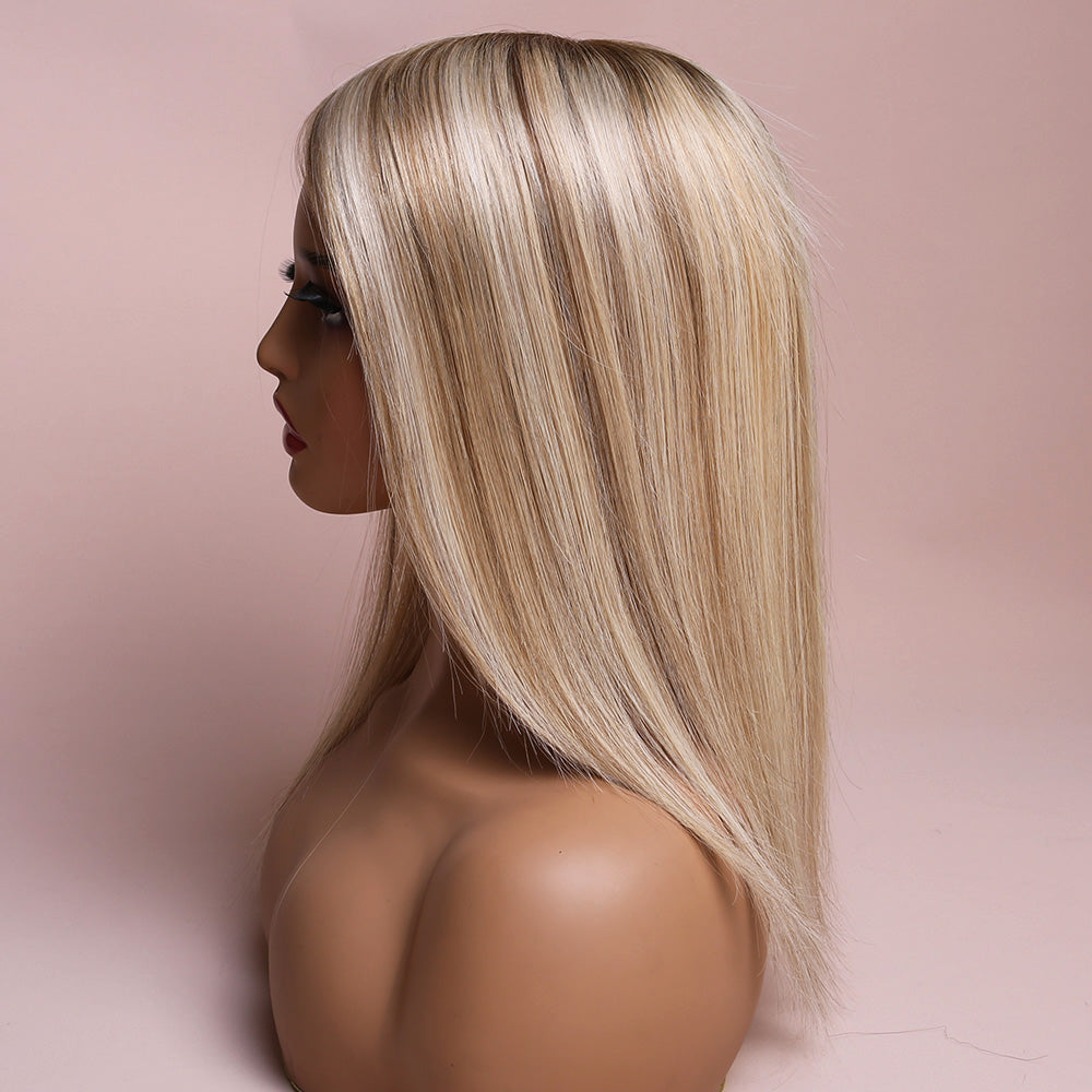 Highlight Blonde Topper Hair Human Hairpiece For Women Hair Loss