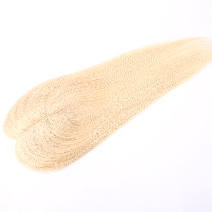 Hair Topper For Women Blonde Human Hair Pieces Mono Base With Pu Around