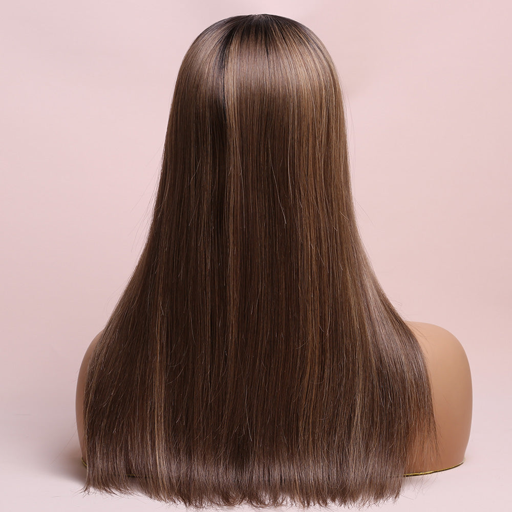 Silk Base Highlight Brown Color Topper Hair Human Hairpiece For Women Hair Loss