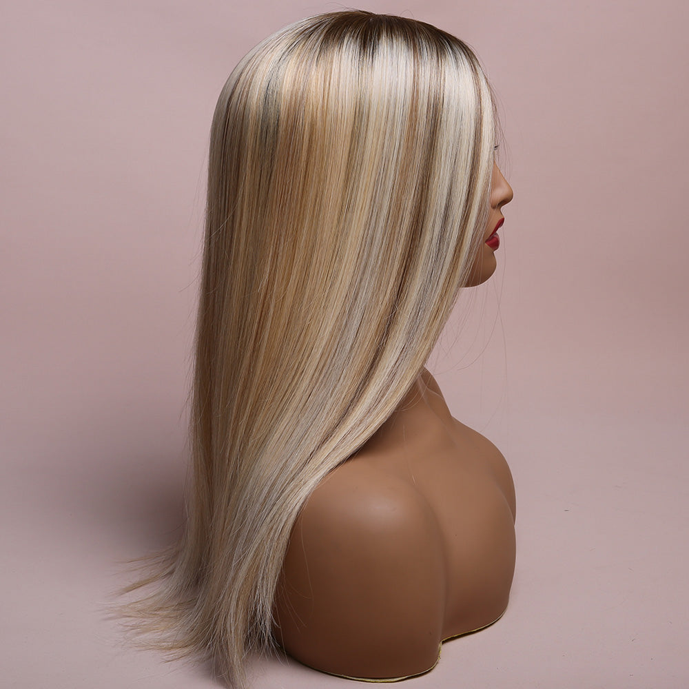 Silk Base Highlight Blonde Topper Hair Human Hairpiece For Women Hair Loss
