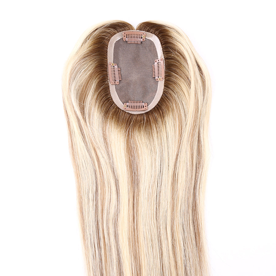 Lady's Mono Topper Human Hair Straight with Pu Around 3x5" & 5.5x6"