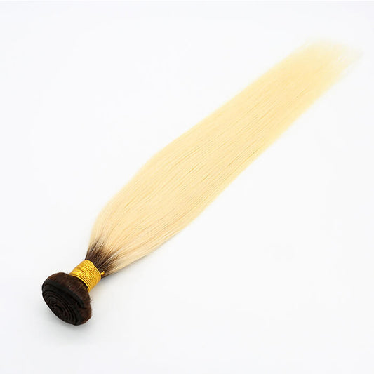 Ombre Blonde Human Hair Weaves #1B/613 Straight 1 Bundle