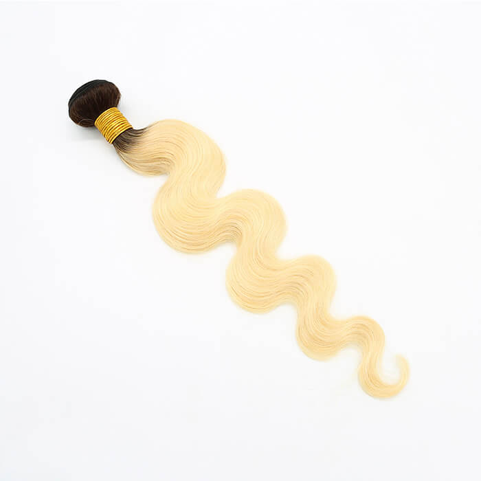 Ombre Blonde Human Hair Weaves #1B/613 Body Wave 1 Bundle