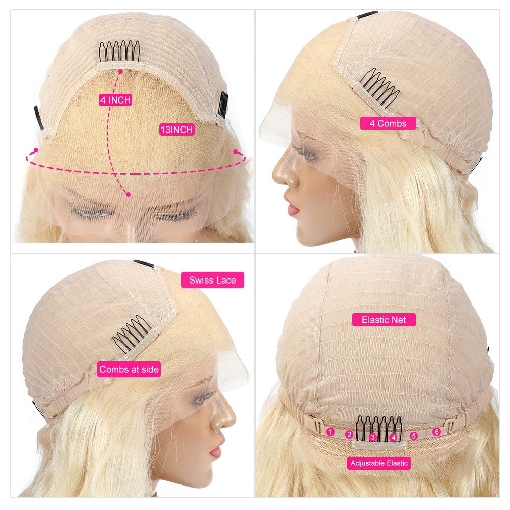 blonde hair 13x4 lace front wig cap