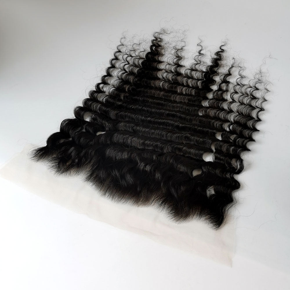 Deep wave human hair hd lace frontal