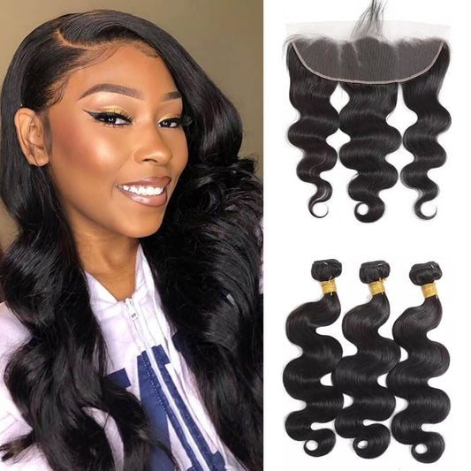 HD Lace 13x4 Frontal with Body wave Human Hair Bundles