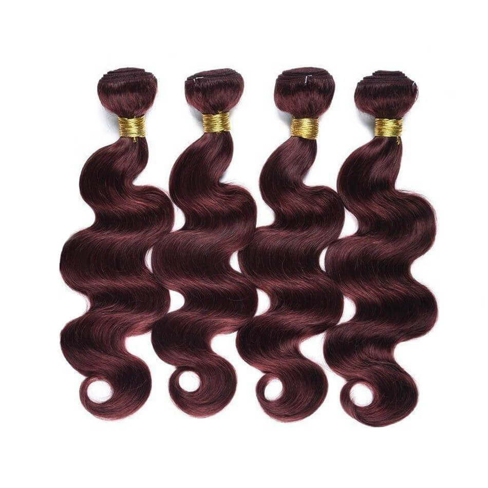 Body Wave 99J Burgundy Human Hair Weaves 4 Bundles