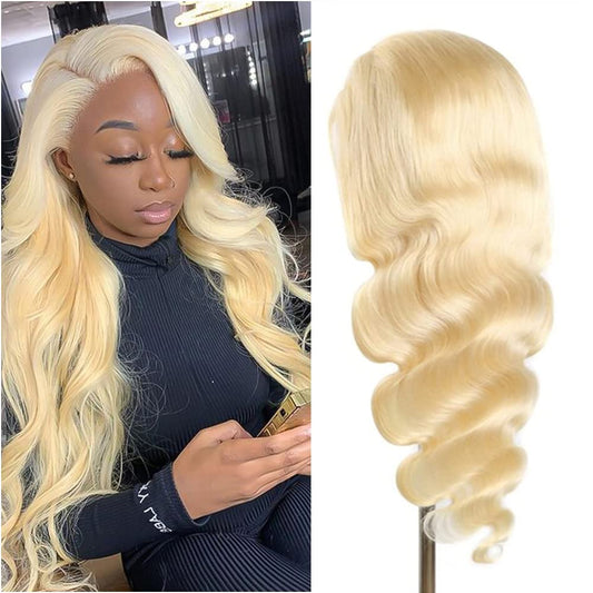 Body wave blonde human hair wig