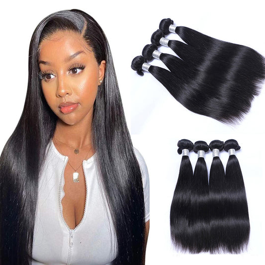 Silky straight human hair bundles