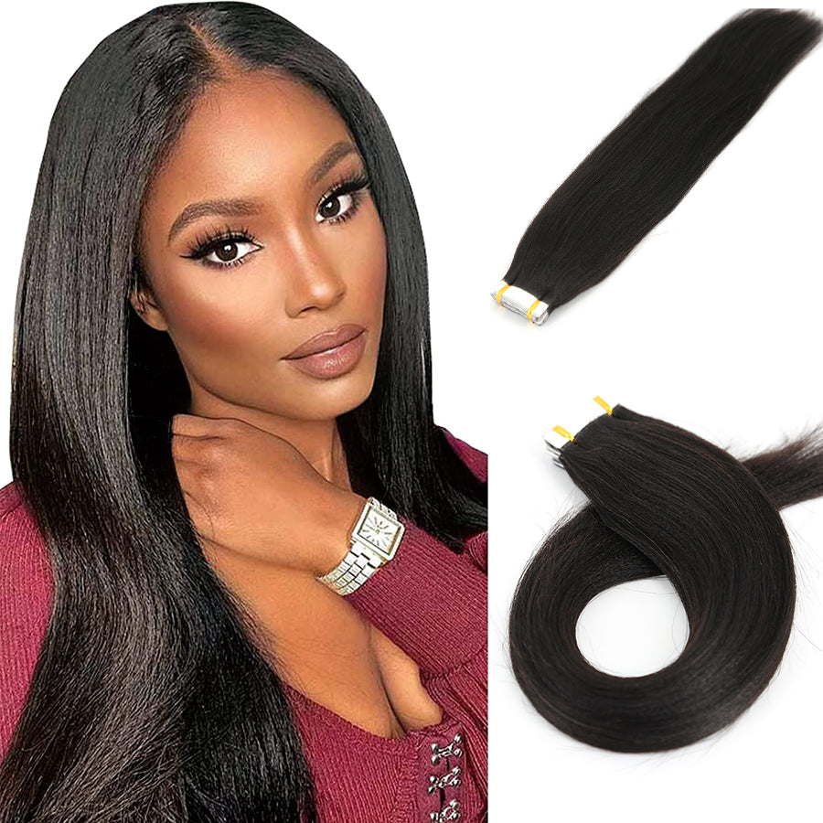 light yaki straight tape in hair extension human hair