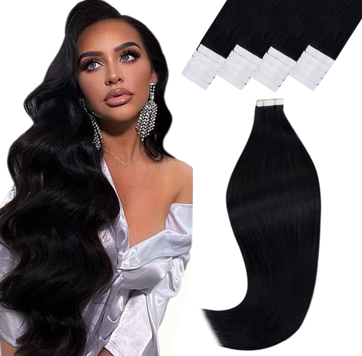 Tape in extensions black human hair