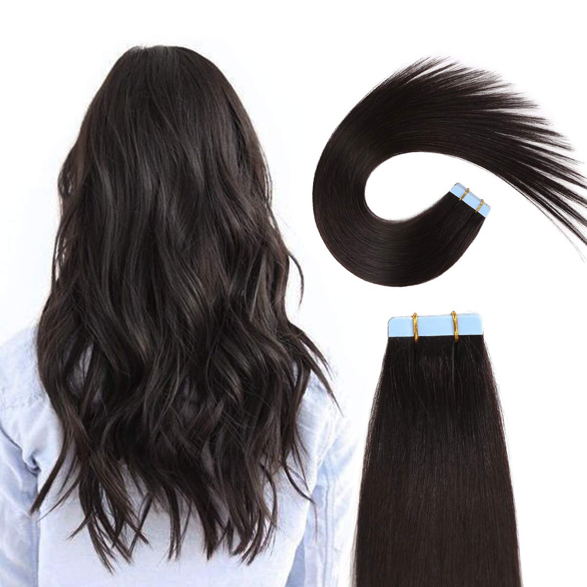 Virgin Hair Tape in Human Hair Extensions Straight PU Skin Weft Hair