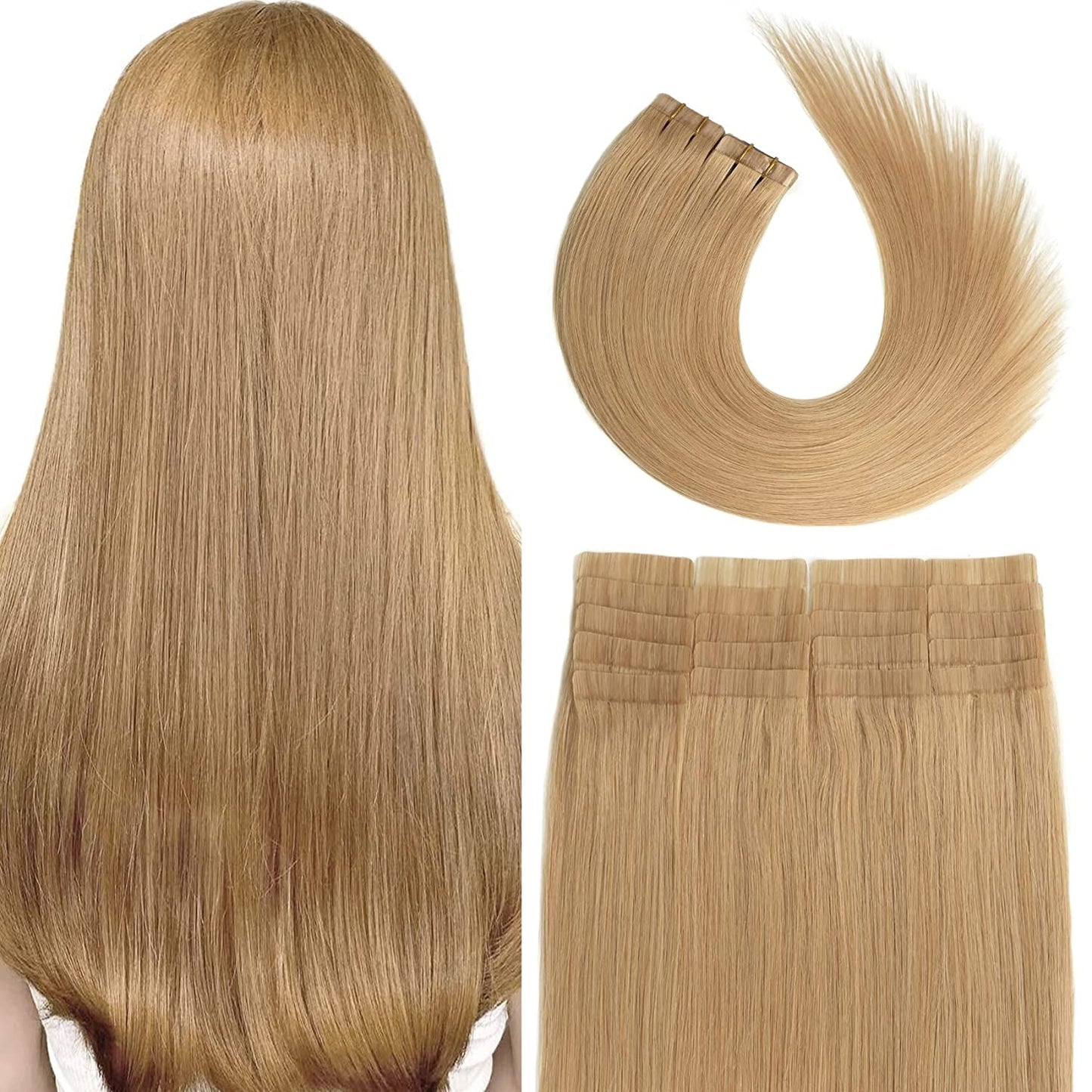 Virgin Hair Tape in Human Hair Extensions Straight PU Skin Weft Hair