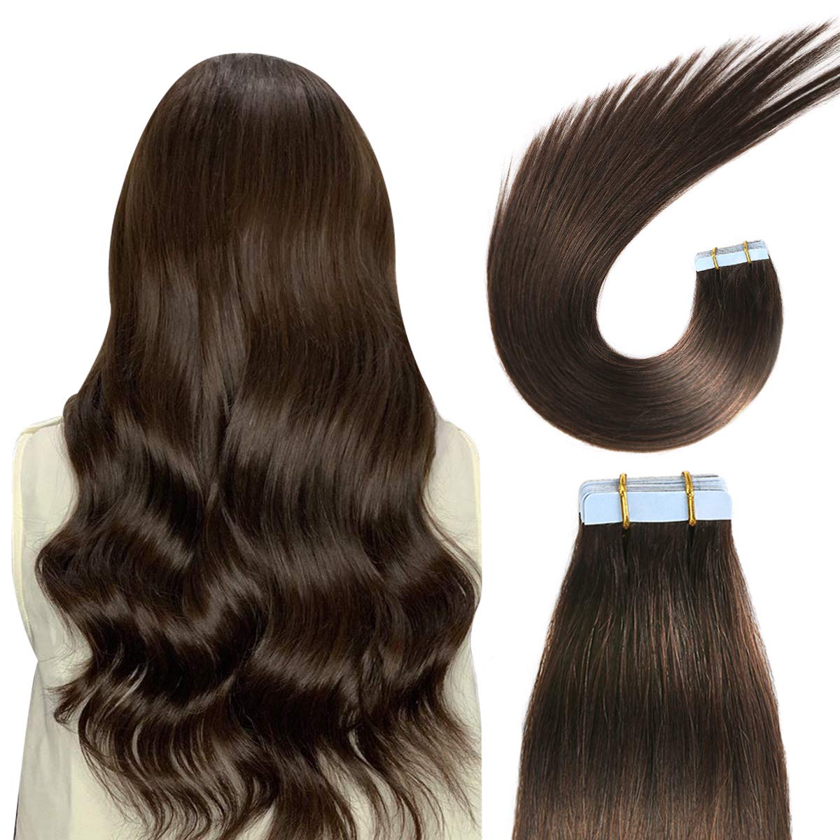 Virgin Hair Tape in Human Hair Extensions Straight PU Skin Weft Hair