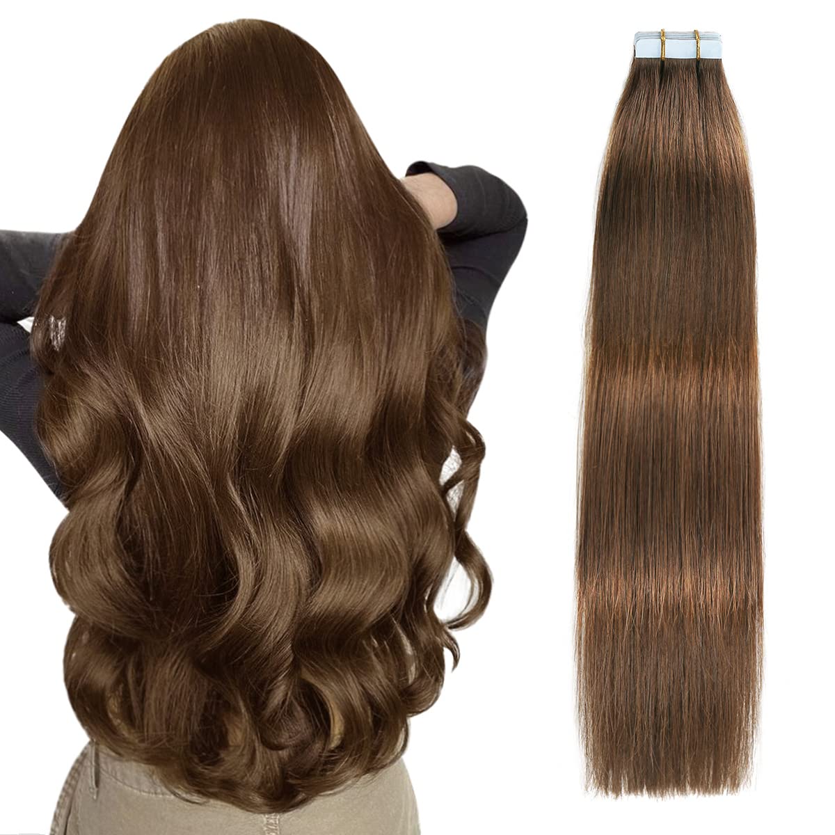 Virgin Hair Tape in Human Hair Extensions Straight PU Skin Weft Hair